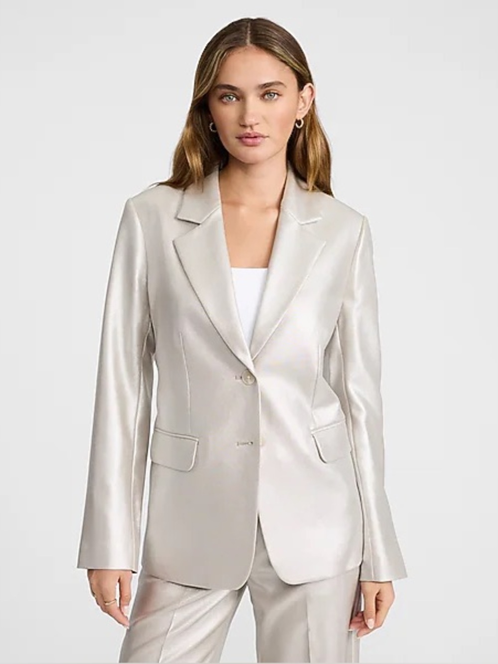 Metallic Two Button Relaxed Blazer